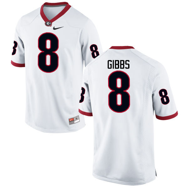 Men Georgia Bulldogs #8 Deangelo Gibbs College Football Jerseys-White - Click Image to Close